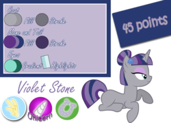 Size: 1840x1326 | Tagged: safe, artist:xebck, oc, oc only, oc:violet stone, adoptable, adopted, blank flank, magical lesbian spawn, offspring, parent:maud pie, parent:twilight sparkle, parents:twimaud, reference sheet, simple background, solo, transparent background
