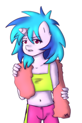 Size: 1275x1920 | Tagged: safe, artist:noodlekitteh, dj pon-3, vinyl scratch, anthro, g4, female, solo, towel