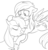 Size: 766x798 | Tagged: safe, artist:p0n1es, applejack, rainbow dash, g4, crying, friendshipping, hug, lineart, monochrome, ship:appledash, shipping