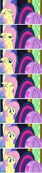 Size: 222x890 | Tagged: safe, screencap, fluttershy, twilight sparkle, alicorn, pony, g4, the hooffields and mccolts, comic for ants, eyes on the prize, female, glowing cutie mark, look at my butt, looking at butt, low quality, mare, out of context, twilight sparkle (alicorn)