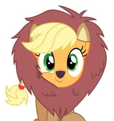Size: 1753x1863 | Tagged: safe, artist:sketchmcreations, applejack, g4, scare master, applelion, clothes, costume, cute, female, happy, jackabetes, nightmare night, raised hoof, simple background, smiling, solo, transparent background, vector