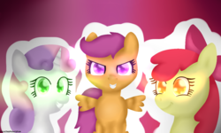 Size: 1250x750 | Tagged: safe, artist:theprofessionalderp, apple bloom, scootaloo, sweetie belle, g4, cutie mark crusaders