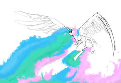 Size: 1280x874 | Tagged: safe, artist:greyscaleart, princess celestia, anthro, unguligrade anthro, g4, female, solo