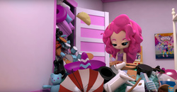 Size: 1280x667 | Tagged: safe, screencap, pinkie pie, equestria girls, g4, 3d, advertisement, commercial, equestria girls minis, female, food, solo, taco, unamused