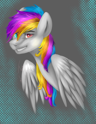 Size: 2550x3300 | Tagged: safe, artist:tomocreations, oc, oc only, pegasus, pony, commission, eyes open, heterochromia, high res, looking at you, pegasus oc, smiling, smiling at you, solo, speedpaint, wings