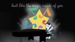 Size: 1280x720 | Tagged: safe, artist:rockingbeatlp, coloratura, g4, the mane attraction, cutie mark, eyes closed, female, musical instrument, piano, rara, singing, solo, the magic inside, wallpaper