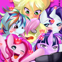 Size: 2000x2000 | Tagged: safe, artist:0ryomamikado0, applejack, fluttershy, pinkie pie, rainbow dash, rarity, twilight sparkle, g4, all the mares tease butterscotch, butterscotch, butterscotch gets all the mares, female, half r63 shipping, high res, male, mane six, omniship, rule 63, ship:appleshy, ship:butterdash, ship:butterjack, ship:butterpie, ship:flarity, ship:flutterdash, ship:flutterpie, ship:rariscotch, ship:twiscotch, ship:twishy, shipping, straight