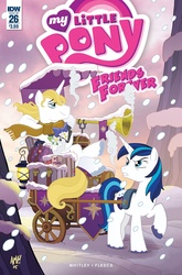 Size: 1054x1600 | Tagged: safe, artist:tony fleecs, idw, prince blueblood, shining armor, pony, unicorn, friends forever #26, g4, my little pony: friends forever, spoiler:comic, carriage, comic cover, cover, male, stallion