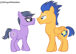 Size: 800x573 | Tagged: dead source, safe, artist:sketch-shepherd, flash sentry, micro chips, pony, equestria girls, g4, bedroom eyes, duo, equestria girls ponified, gay, glasses, looking at each other, male, microflash, ponified, shipping, simple background, size difference, smiling, transparent background