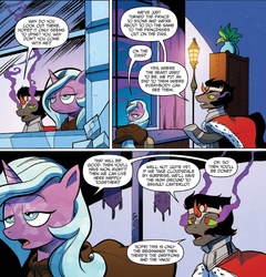 Size: 1386x1443 | Tagged: safe, artist:andypriceart, idw, official comic, king sombra, radiant hope, crystal pony, pony, unicorn, g4, siege of the crystal empire, spoiler:comic, spoiler:comic37, cape, cloak, clothes, comic, depressed, dialogue, duo, female, male, mare, regret, speech bubble, stallion