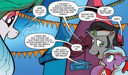 Size: 1394x819 | Tagged: safe, artist:andy price, idw, official comic, king sombra, princess celestia, radiant hope, pony, g4, siege of the crystal empire, spoiler:comic, spoiler:comic37, female, male, mare, reformed sombra, speech bubble, stallion