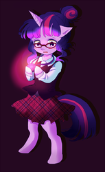 Size: 500x815 | Tagged: safe, artist:tsukuda, twilight sparkle, pony, unicorn, semi-anthro, equestria girls, g4, equestria girls ponified, female, magic capture device, pixiv, ponified, solo