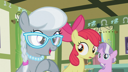 Size: 1366x768 | Tagged: safe, screencap, apple bloom, diamond tiara, silver spoon, family appreciation day, g4