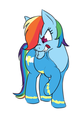 Size: 367x561 | Tagged: safe, artist:calorie, rainbow dash, pegasus, pony, g4, chubby, fat, female, solo, tight clothing, wonderbolts uniform