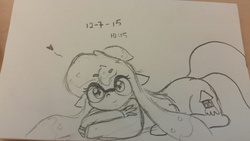 Size: 1280x720 | Tagged: safe, artist:lightningnickel, centaur, inkling, ponytaur, crossover, heart, ponified, sketch, solo, splatoon, traditional art