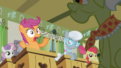 Size: 1366x768 | Tagged: safe, screencap, apple bloom, scootaloo, silver spoon, sweetie belle, family appreciation day, g4, cutie mark crusaders