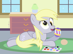 Size: 1000x735 | Tagged: safe, artist:dm29, derpy hooves, pegasus, pony, g4, advent calendar, easter, easter egg, female, holiday horse days, mare, painting, solo