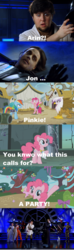 Size: 1658x5614 | Tagged: safe, gilda, pinkie pie, rainbow dash, griffon, g4, arin hanson, c-3po, egoraptor, jontron, misspelling, ross o'donovan, star wars, starcade, text