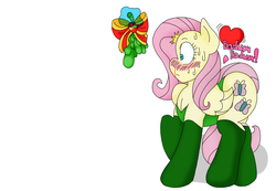 Size: 2192x1517 | Tagged: safe, artist:blackbewhite2k7, edit, fluttershy, g4, blushing, bronybait, embarrassed, female, mistletoe, poison ivy, poison ivyshy, solo