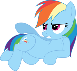 Size: 3587x3306 | Tagged: safe, artist:porygon2z, rainbow dash, earth pony, pony, sleepless in ponyville, backwards cutie mark, earth pony rainbow dash, female, lying down, on side, race swap, simple background, solo, transparent background, vector, wingless