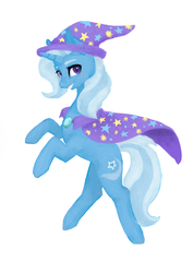 Size: 1280x1810 | Tagged: safe, artist:flowqueenie, trixie, pony, unicorn, g4, blushing, female, mare, rearing, simple background, smiling, solo