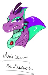 Size: 713x1120 | Tagged: safe, artist:mildockart, aria blaze, siren, g4, aria blaze is not amused, bust, female, looking at you, signature, solo, true form