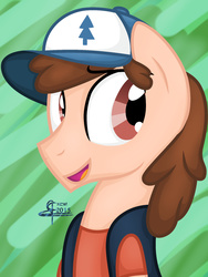 Size: 1536x2048 | Tagged: safe, artist:airfly-pony, pony, rcf community, dipper pines, disney, gravity falls, hat, male, ponified, solo