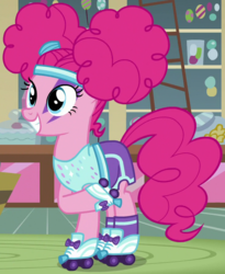 Size: 735x895 | Tagged: safe, screencap, pinkie pie, g4, scare master, clothes, costume, cropped, face paint, female, outfit catalog, pinkie puffs, roller skates, solo