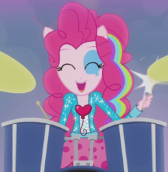 Size: 793x810 | Tagged: safe, screencap, pinkie pie, equestria girls, g4, my little pony equestria girls: rainbow rocks, drums, female, musical instrument, outfit catalog, solo