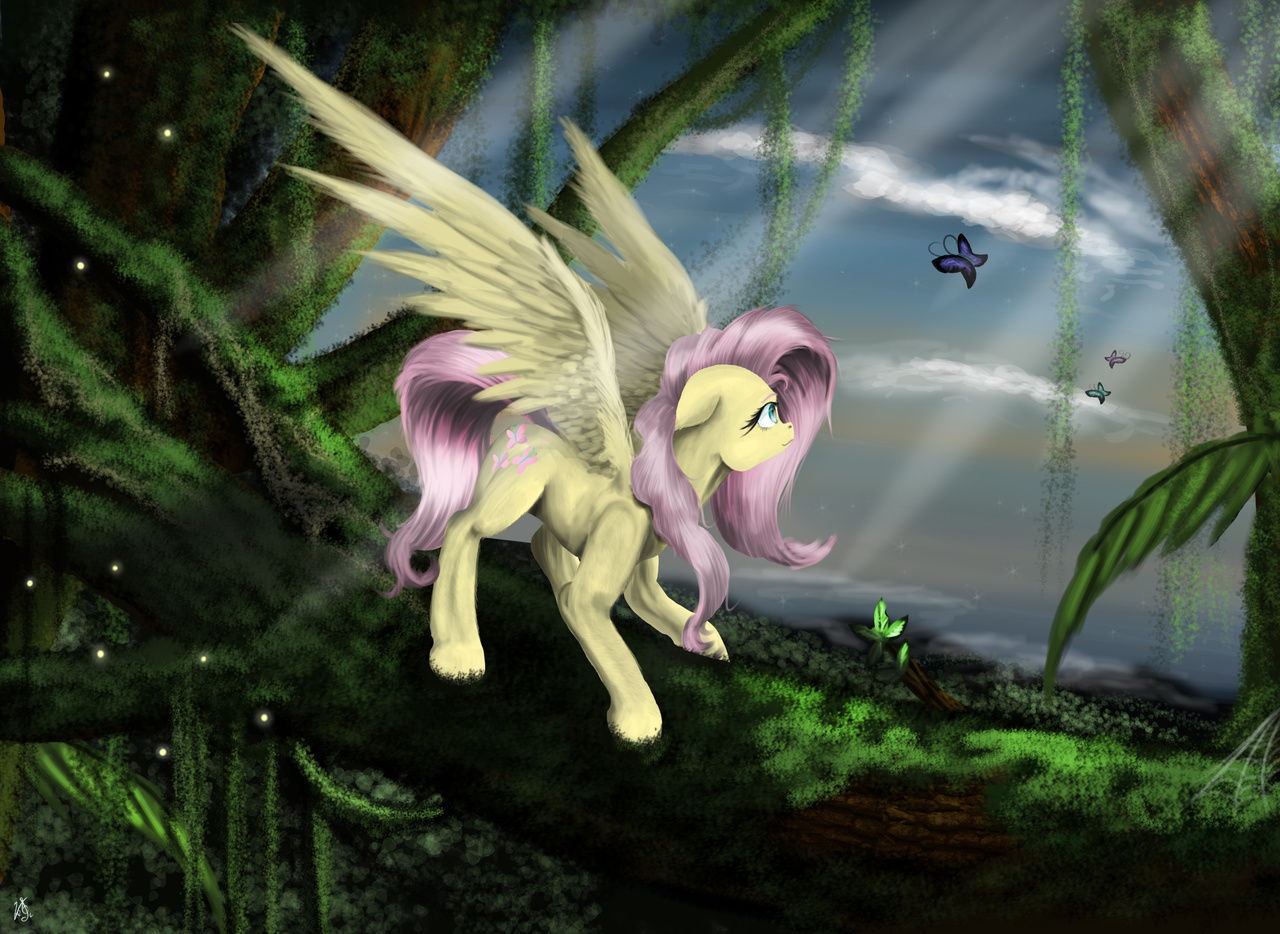 #1045994 - safe, artist:vinicius040598, <b>fluttershy</b>, butterfly, g4, female, ...