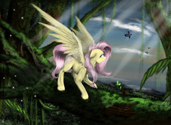 Size: 3677x2682 | Tagged: safe, artist:vinicius040598, fluttershy, butterfly, g4, female, high res, jungle, solo