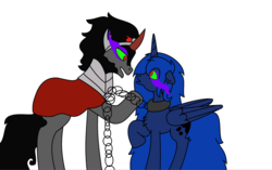 Size: 3157x1985 | Tagged: safe, artist:1234zxc, king sombra, princess luna, g4, chains, female, male, ship:lumbra, shipping, simple background, straight