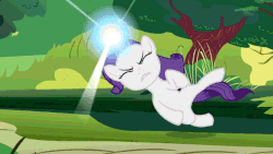 Size: 640x360 | Tagged: safe, screencap, rarity, pony, unicorn, g4, season 1, the cutie mark chronicles, animated, female, filly, filly rarity, foal, horn, magic, rarity being dragged to her destiny, solo, struggling, younger