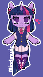 Size: 1402x2480 | Tagged: safe, artist:mindmusic, twilight sparkle, semi-anthro, g4, clothes, female, solo