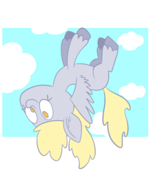 Size: 604x690 | Tagged: safe, artist:typhwosion, derpy hooves, pegasus, pony, g4, cloud, female, flying, mare, simple background, solo, transparent background, unshorn fetlocks, upside down