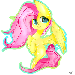 Size: 2000x2000 | Tagged: safe, artist:guillermina88, fluttershy, g4, female, high res, looking at you, simple background, solo, spread wings, white background