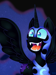 Size: 4800x6400 | Tagged: safe, artist:yiyiart025, nightmare moon, alicorn, pony, g4, absurd resolution, female, open mouth, solo, spread wings