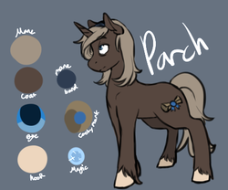 Size: 442x367 | Tagged: safe, artist:redxbacon, oc, oc only, oc:parch well, pony, unicorn, female, reference sheet, solo