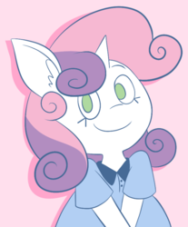 Size: 653x788 | Tagged: safe, artist:typhwosion, sweetie belle, unicorn, semi-anthro, g4, clothes, dress, female, looking at you, smiling, solo