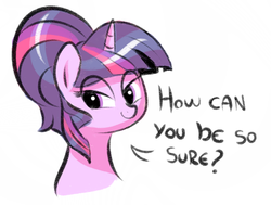 Size: 730x552 | Tagged: safe, artist:gifanon, twilight sparkle, g4, alternate hairstyle, chat bubble, female, solo, text