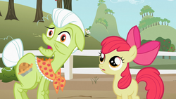 Size: 1366x768 | Tagged: safe, screencap, apple bloom, granny smith, family appreciation day, g4, my little pony: friendship is magic