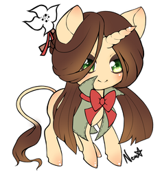 Size: 1170x1239 | Tagged: safe, artist:newvagabond, oc, oc only, classical unicorn, chibi, horn, leonine tail, solo