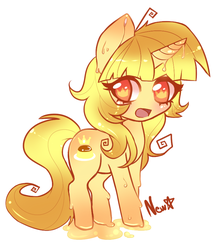 Size: 750x877 | Tagged: safe, artist:newvagabond, oc, oc only, food pony, original species, food, pudding, solo