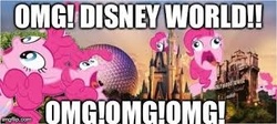 Size: 335x150 | Tagged: safe, pinkie pie, g4, clone, disney world, image macro, meme, needs more jpeg