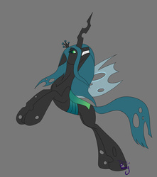 Size: 1419x1606 | Tagged: safe, artist:twigpony, queen chrysalis, changeling, changeling queen, g4, crown, female, jewelry, rearing, regalia, solo