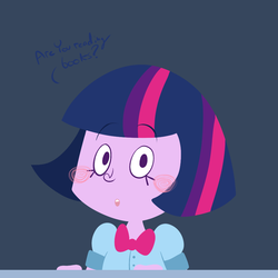 Size: 1000x1000 | Tagged: safe, artist:typhwosion, twilight sparkle, equestria girls, g4, dialogue, female, solo