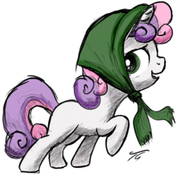 Size: 899x888 | Tagged: safe, artist:thatsweetiebellefan, sweetie belle, g4, clothes, female, scarf, sketch, solo