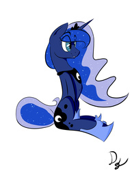 Size: 2400x3150 | Tagged: safe, artist:xprototype1231x, princess luna, g4, female, high res, sitting, smiling, solo