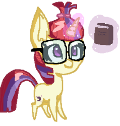 Size: 285x300 | Tagged: safe, artist:foxgalthefirst, moondancer, g4, book, cute, dancerbetes, female, glasses, missing accessory, solo