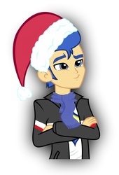 Size: 951x1401 | Tagged: safe, artist:ilovegreendeathsalot, flash sentry, equestria girls, g4, clothes, hat, male, santa hat, scarf, solo